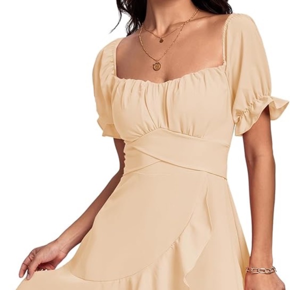 LYANER Square Neck Ruffle Wrap Mini‎ Dress Off Shoulder Flounce Short-Size XL - Picture 2 of 7